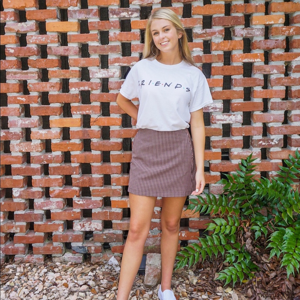 Urban Outfitters pink gingham mini skirt